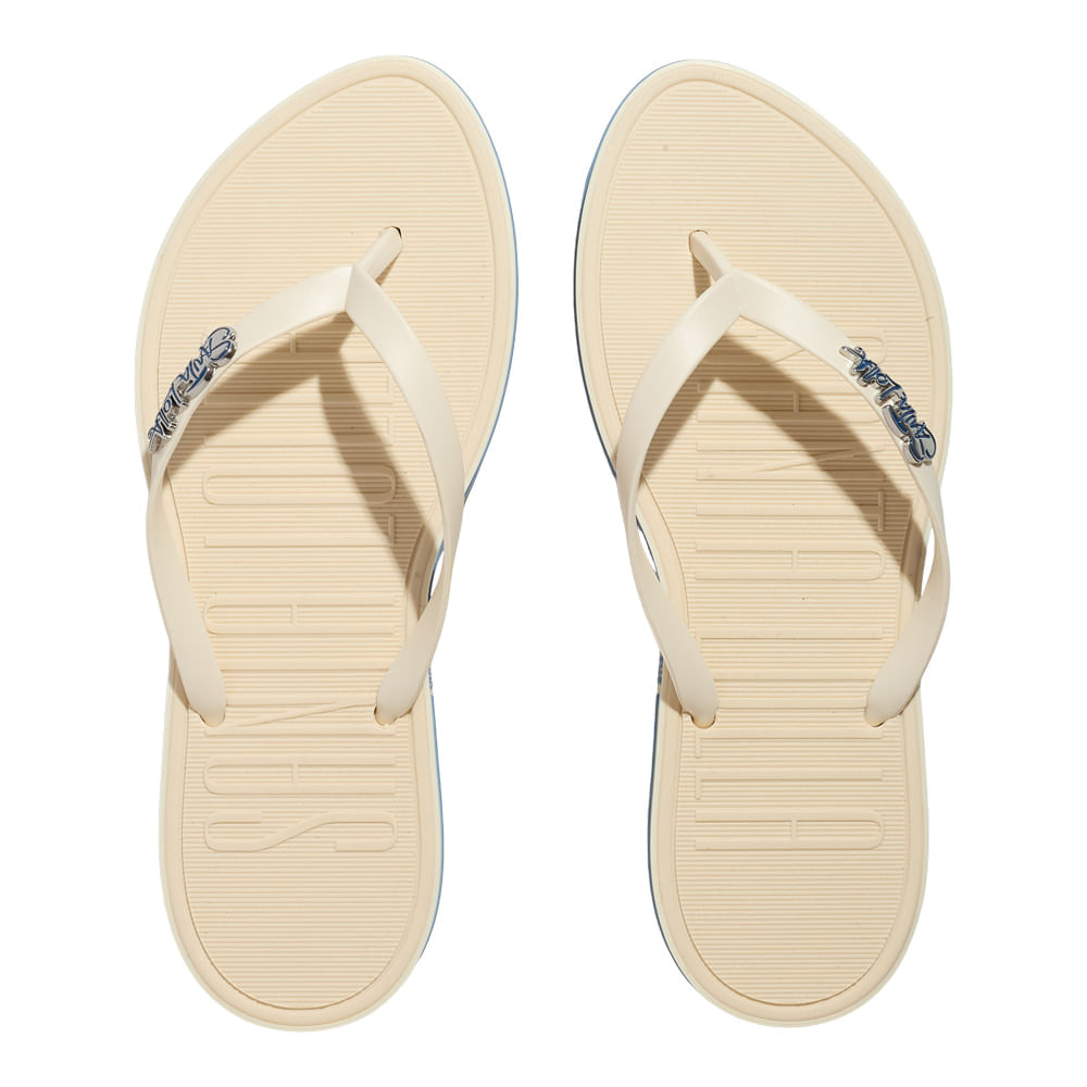 Chinelo Santa Lolla Off White Tiras Y Detalhe Azul