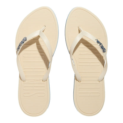 Chinelo Santa Lolla Off White Tiras Y Detalhe Azul