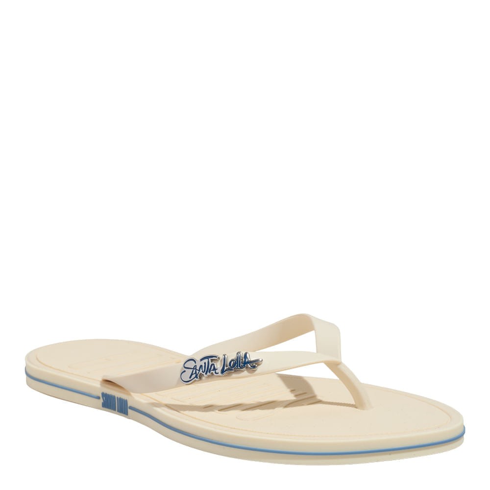 Chinelo Santa Lolla Off White Tiras Y Detalhe Azul