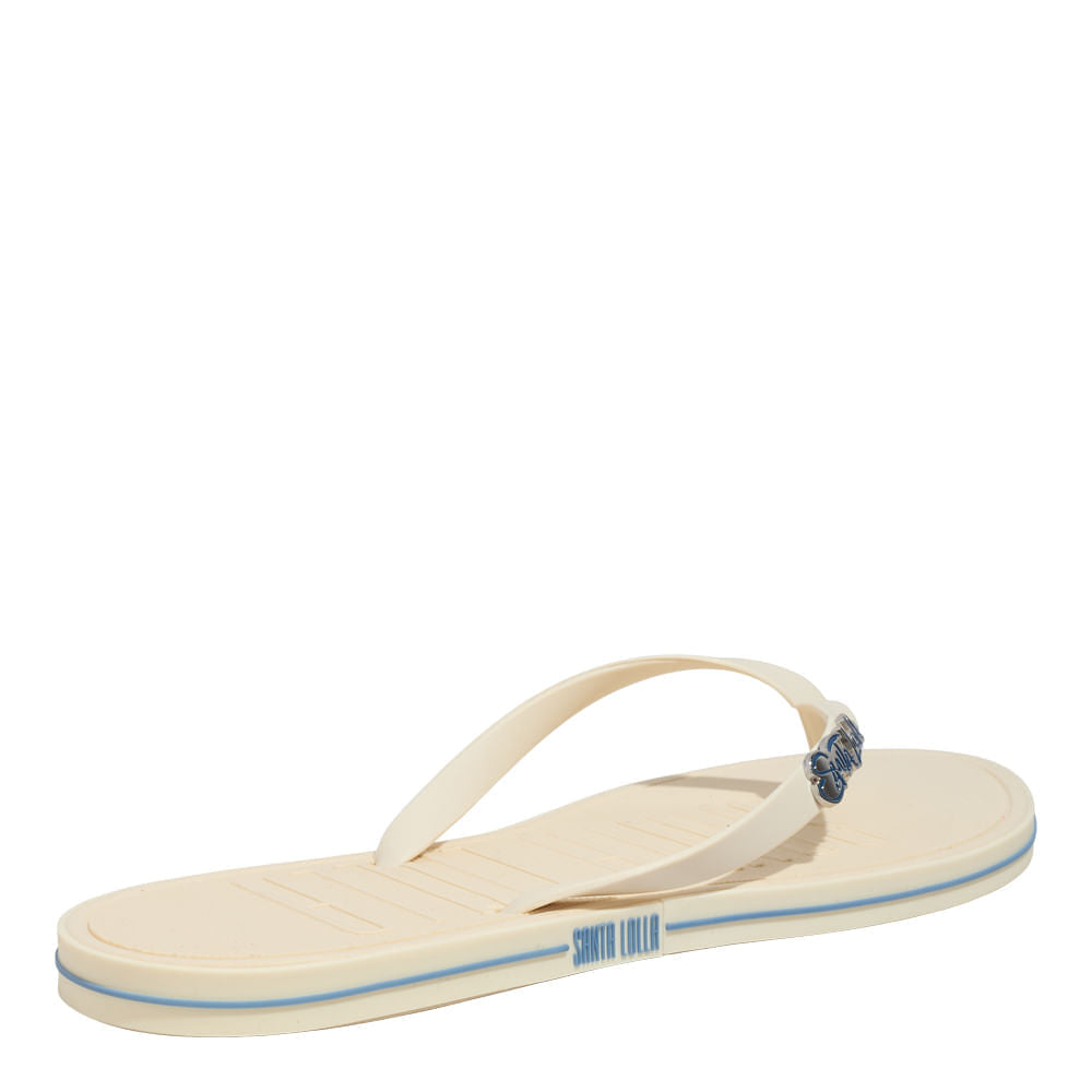 Chinelo Santa Lolla Off White Tiras Y Detalhe Azul