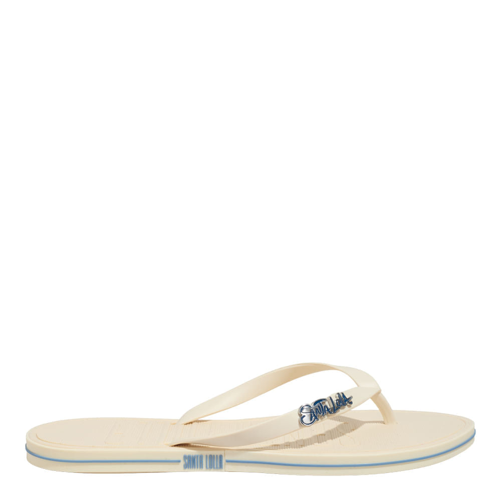 Chinelo Santa Lolla Off White Tiras Y Detalhe Azul