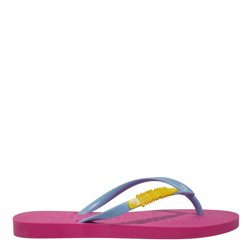Chinelo Santa Lolla Pink Tiras Azul Aplique Logo