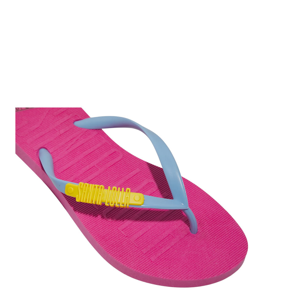 Chinelo Santa Lolla Pink Tiras Azul Aplique Logo