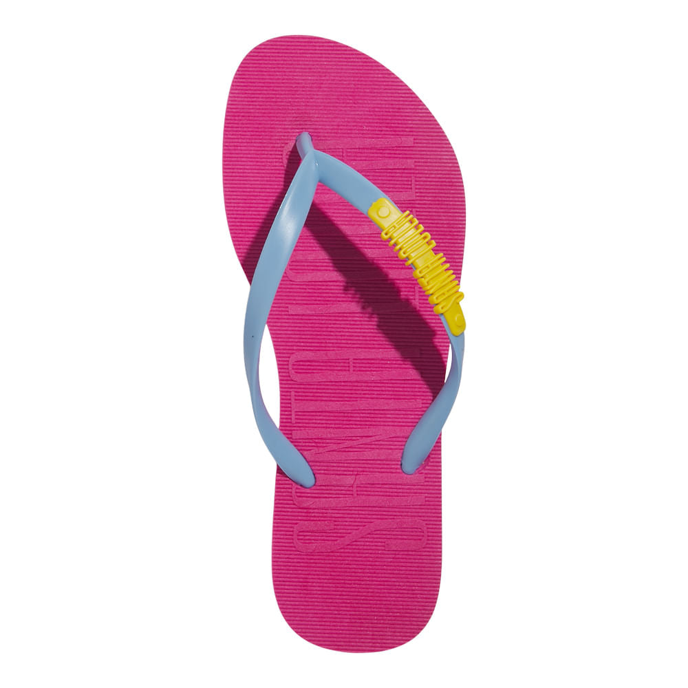 Chinelo Santa Lolla Pink Tiras Azul Aplique Logo