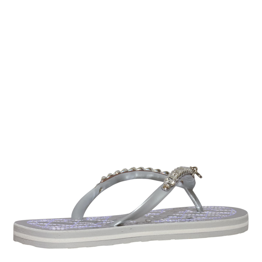 Chinelo Santa Lolla Prata Metalizado Correntes