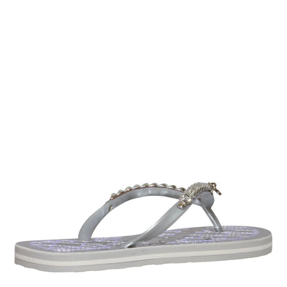 Chinelo Santa Lolla Prata Metalizado Correntes