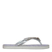 Chinelo Santa Lolla Prata Metalizado Correntes