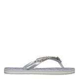 Chinelo Santa Lolla Prata Metalizado Correntes