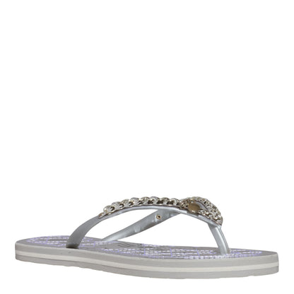 Chinelo Santa Lolla Prata Metalizado Correntes