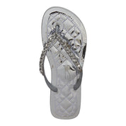Chinelo Santa Lolla Prata Metalizado Correntes