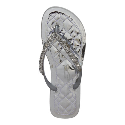 Chinelo Santa Lolla Prata Metalizado Correntes
