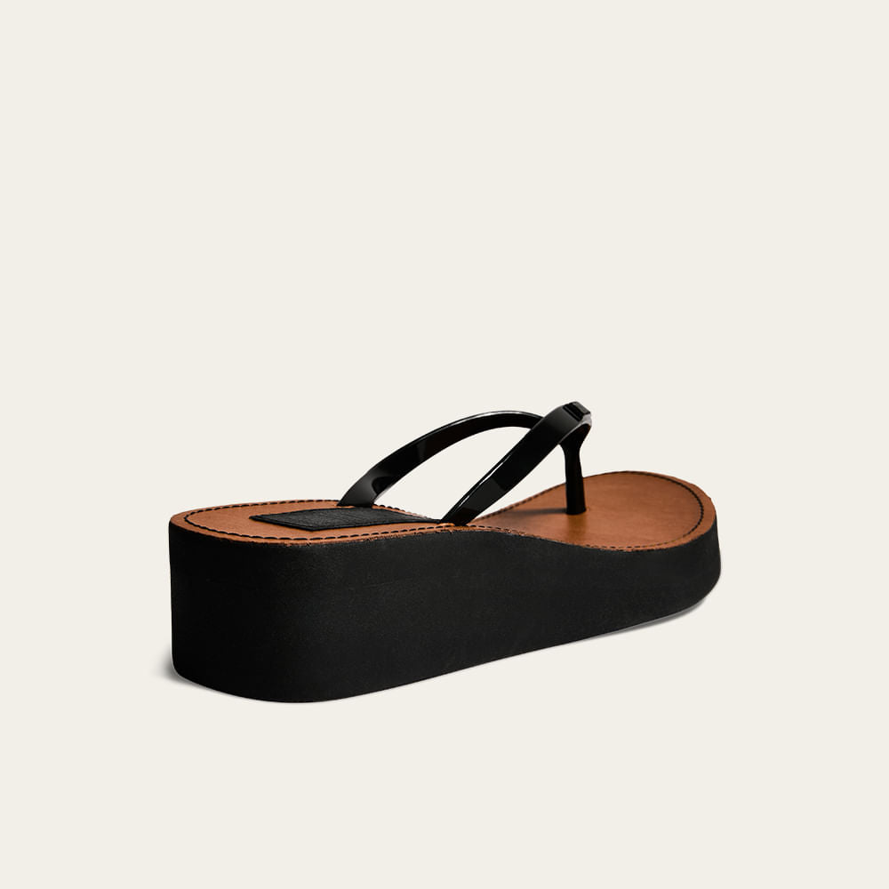 Chinelo Santa Lolla Preto Plataforma Flip Flop