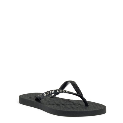 Chinelo Santa Lolla Preto Tiras Brilho