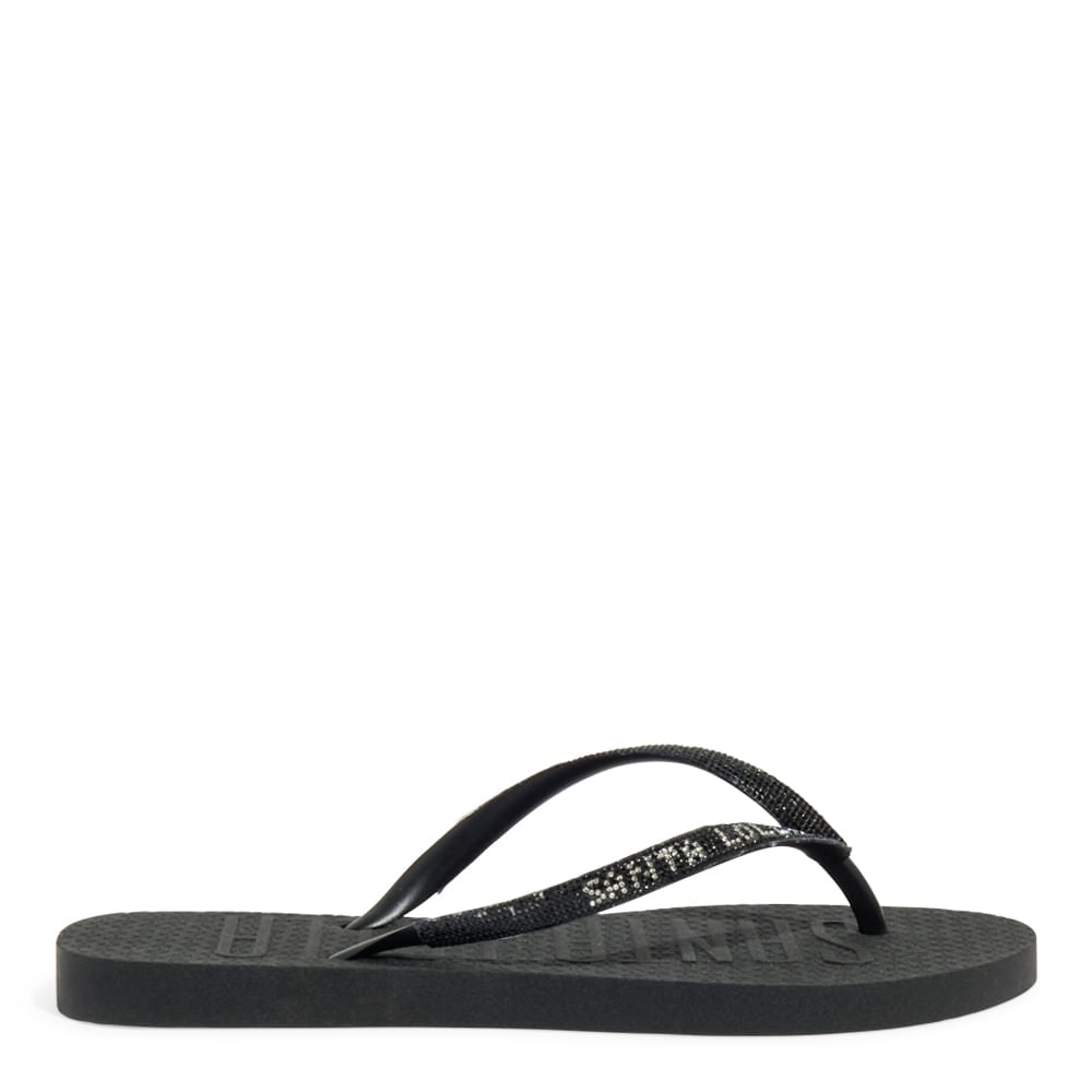 Chinelo Santa Lolla Preto Tiras Brilho