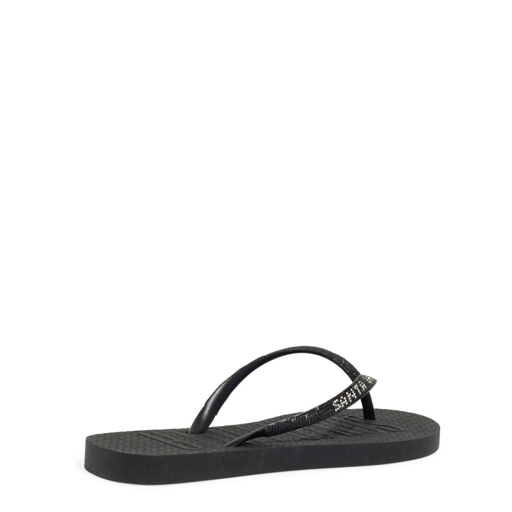 Chinelo Santa Lolla Preto Tiras Brilho