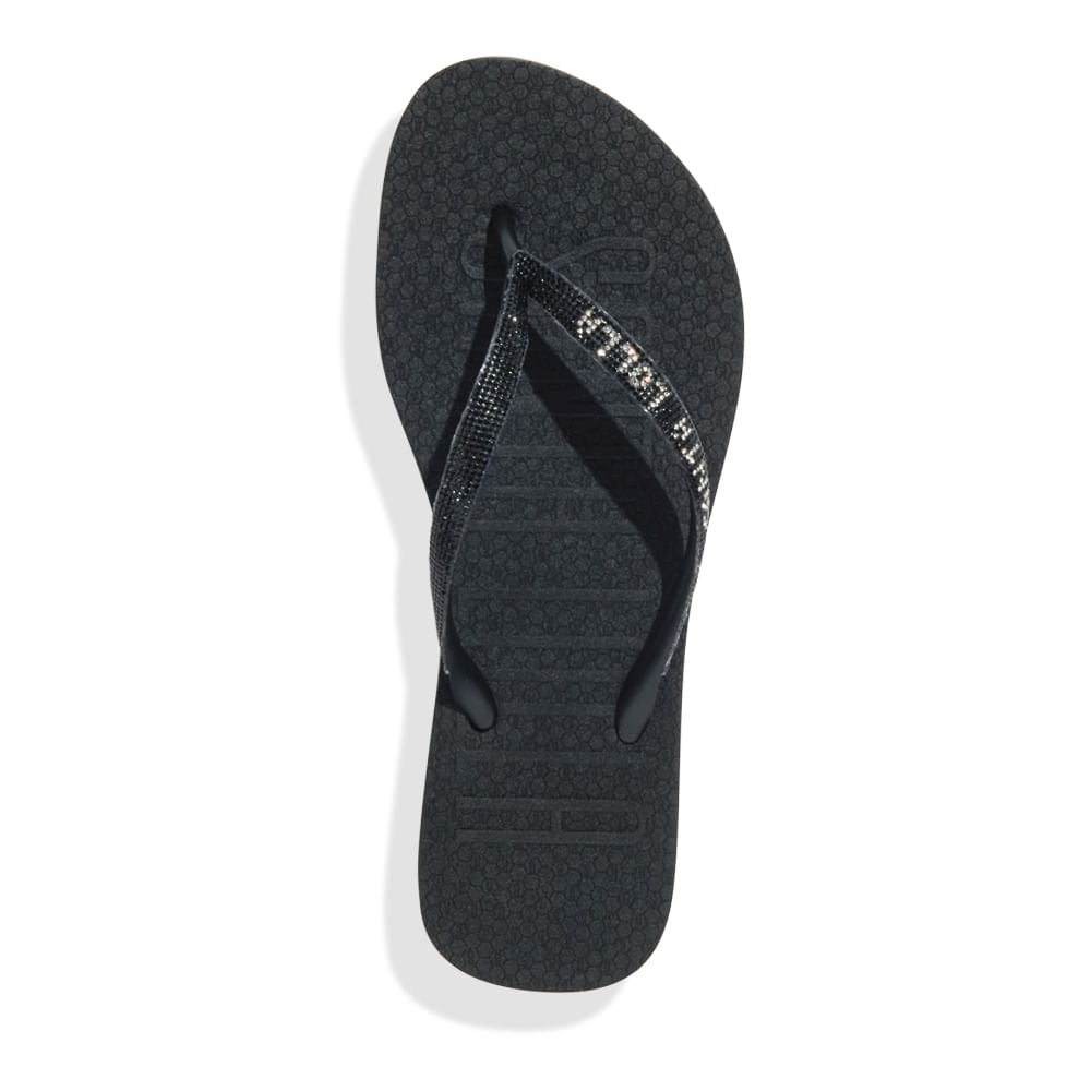 Chinelo Santa Lolla Preto Tiras Brilho