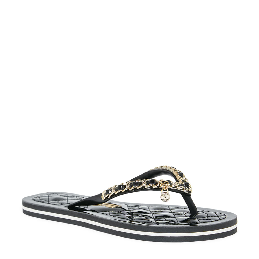 Chinelo Santa Lolla Preto Verniz Correntes