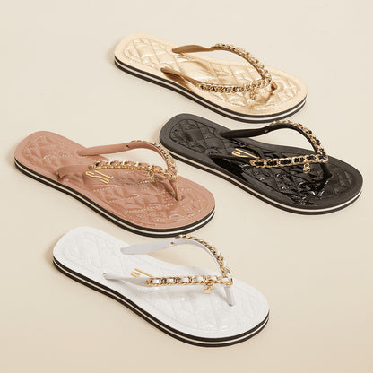 Chinelo Santa Lolla Preto Verniz Correntes