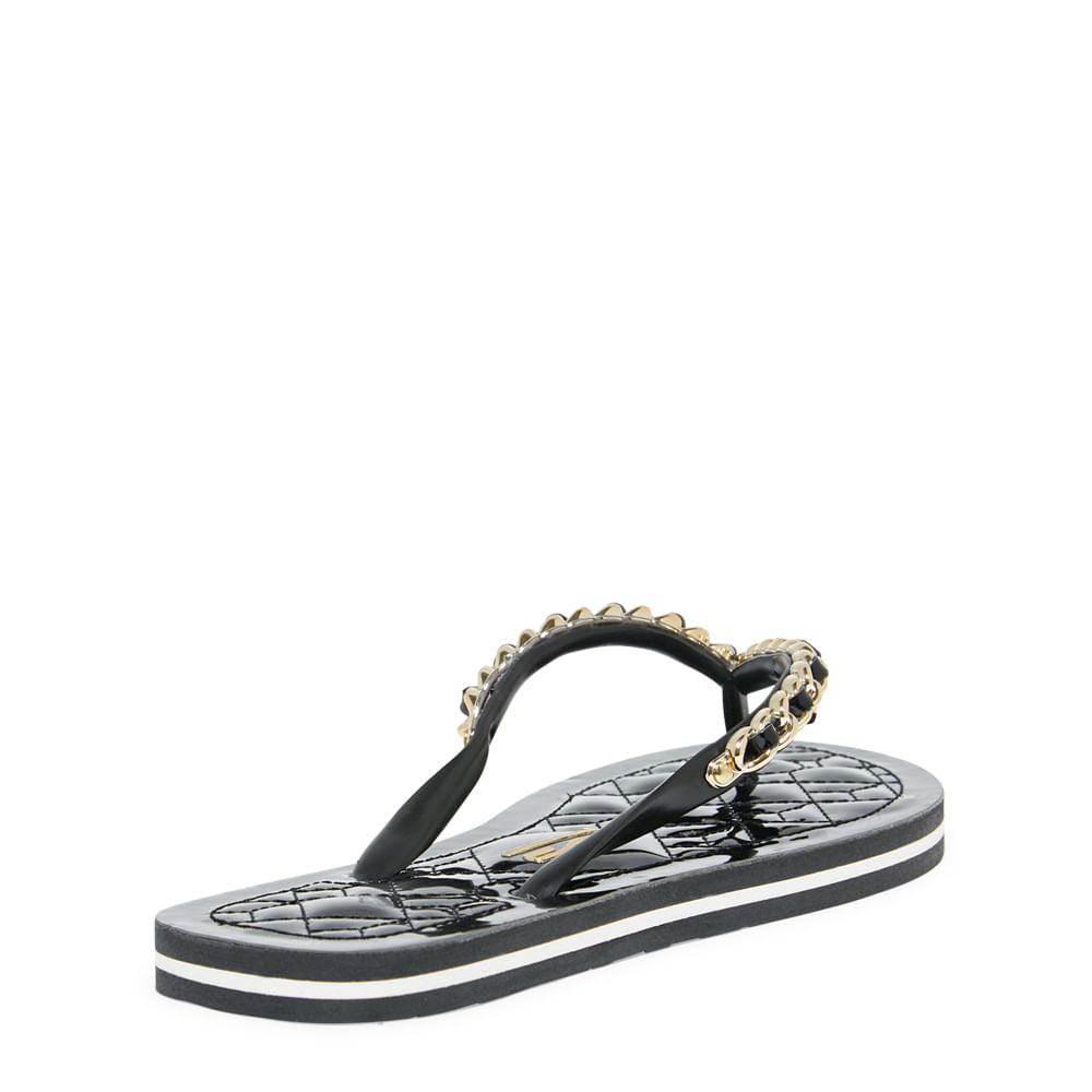 Chinelo Santa Lolla Preto Verniz Correntes