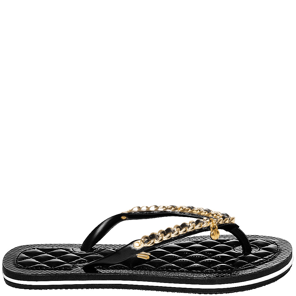 Chinelo Santa Lolla Preto Verniz Correntes