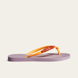 Chinelo Santa Lolla Roxo Flip Flop Tira Laranja