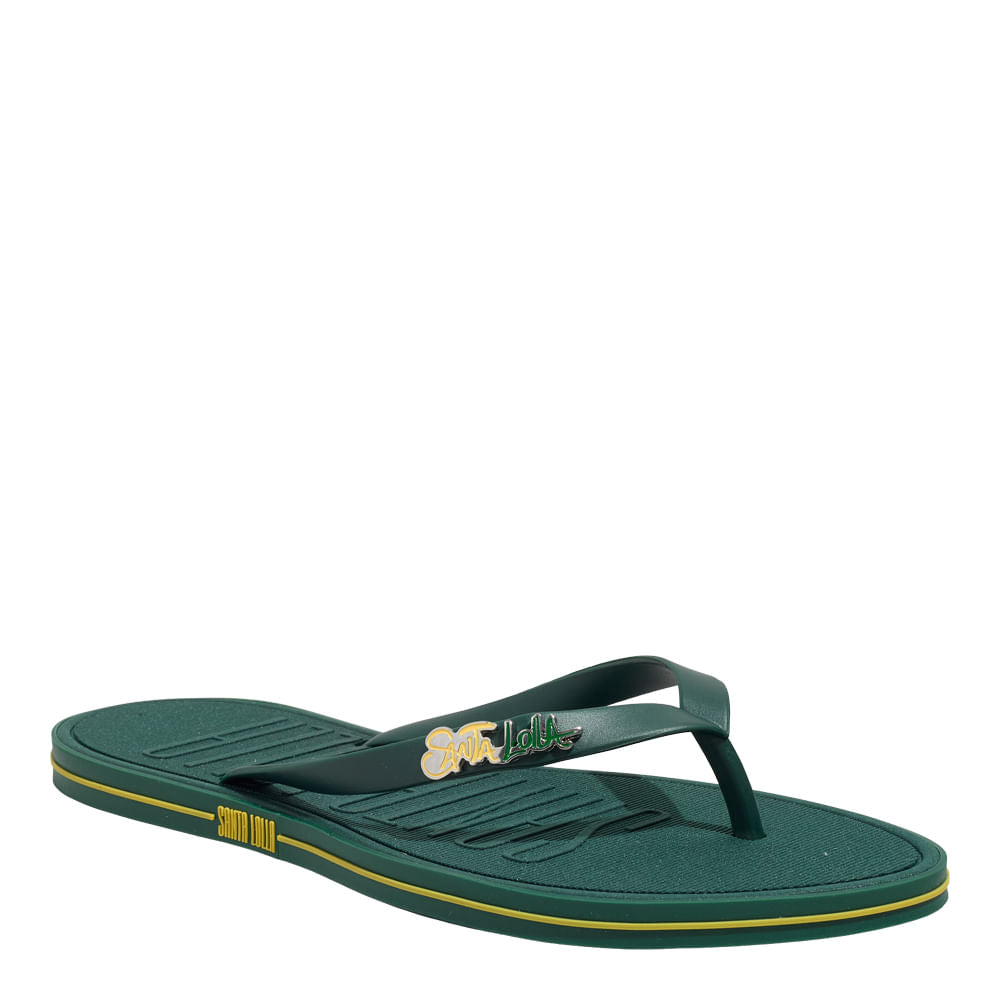 Chinelo Santa Lolla Verde Oliva Aplique Metálico