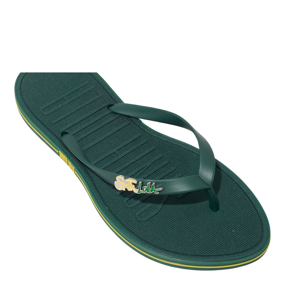 Chinelo Santa Lolla Verde Oliva Aplique Metálico