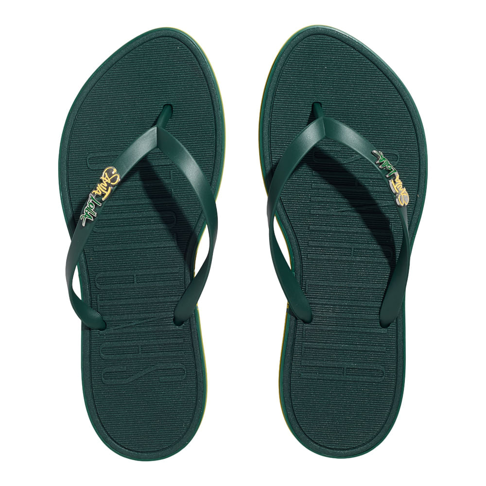 Chinelo Santa Lolla Verde Oliva Aplique Metálico