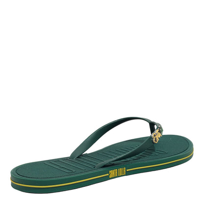 Chinelo Santa Lolla Verde Oliva Aplique Metálico