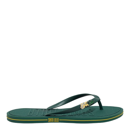 Chinelo Santa Lolla Verde Oliva Aplique Metálico