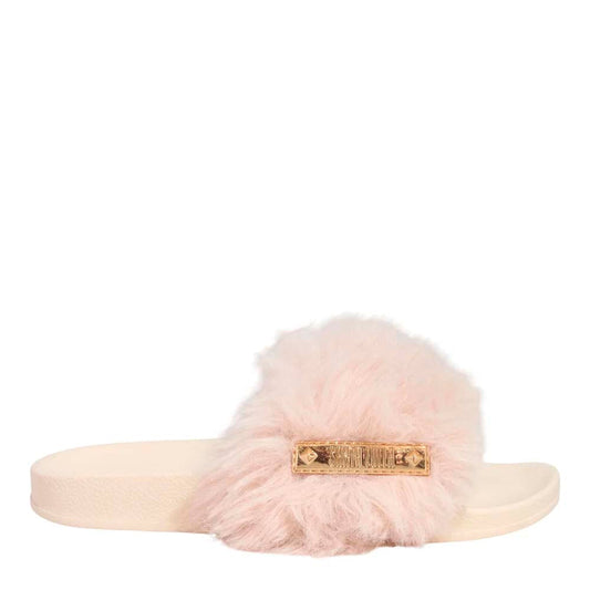 Chinelo Slide Santa Lolla Off White Tira Pelúcia