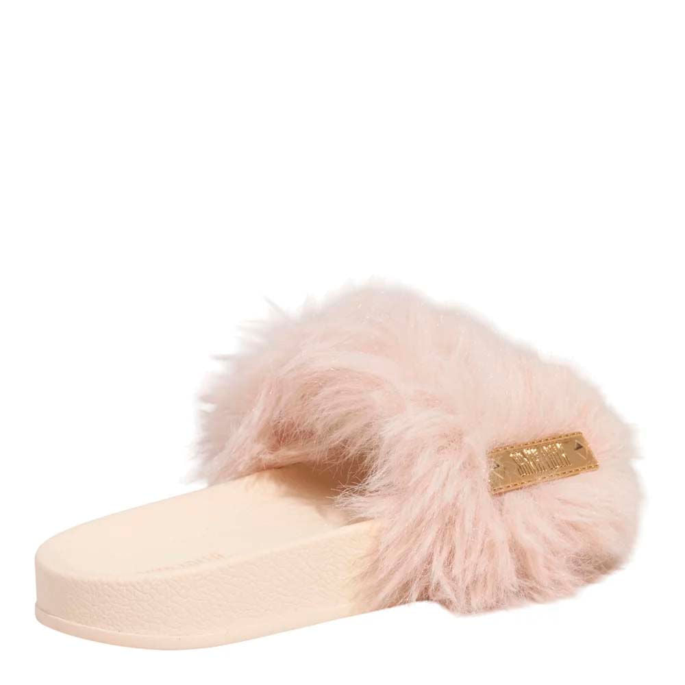 Chinelo Slide Santa Lolla Off White Tira Pelúcia