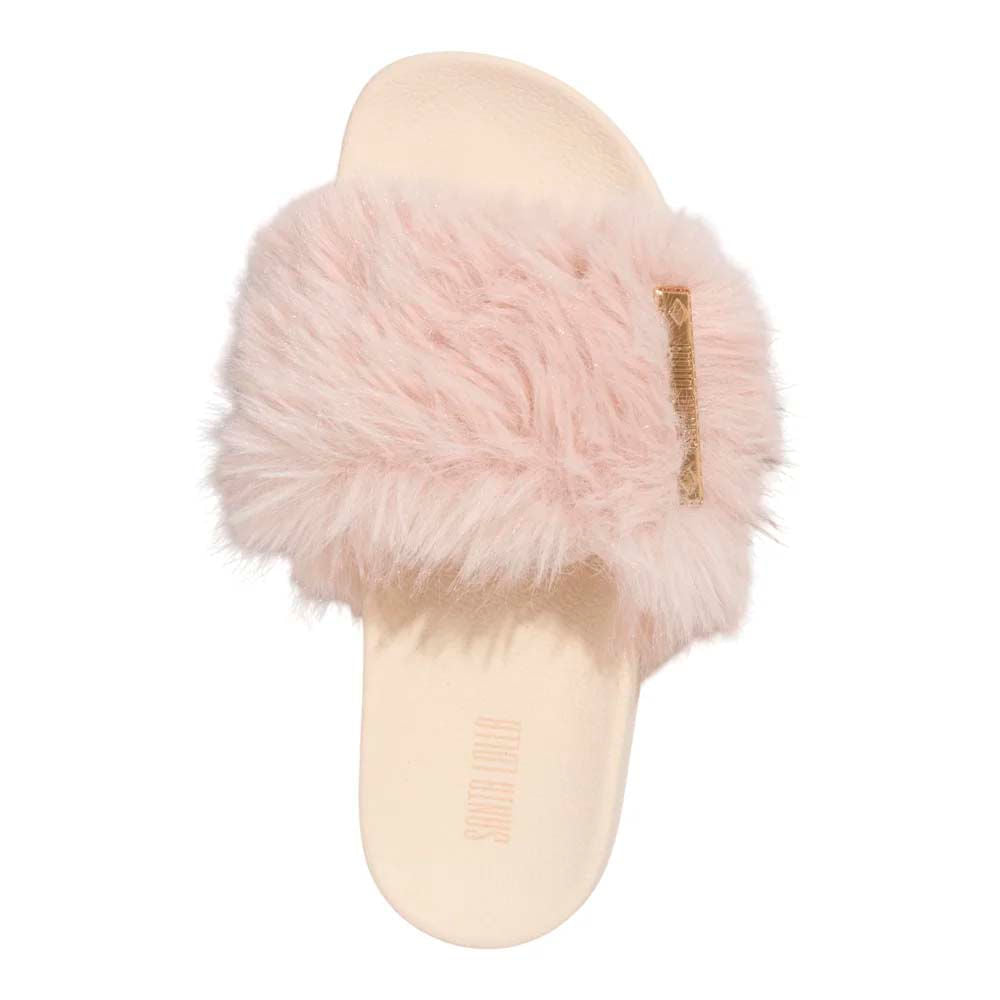Chinelo Slide Santa Lolla Off White Tira Pelúcia