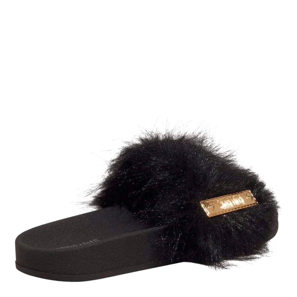 Chinelo Slide Santa Lolla Preto Tira Peluciada