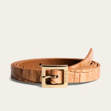 Cinto Santa Lolla Bege Croco Fivela Dourada