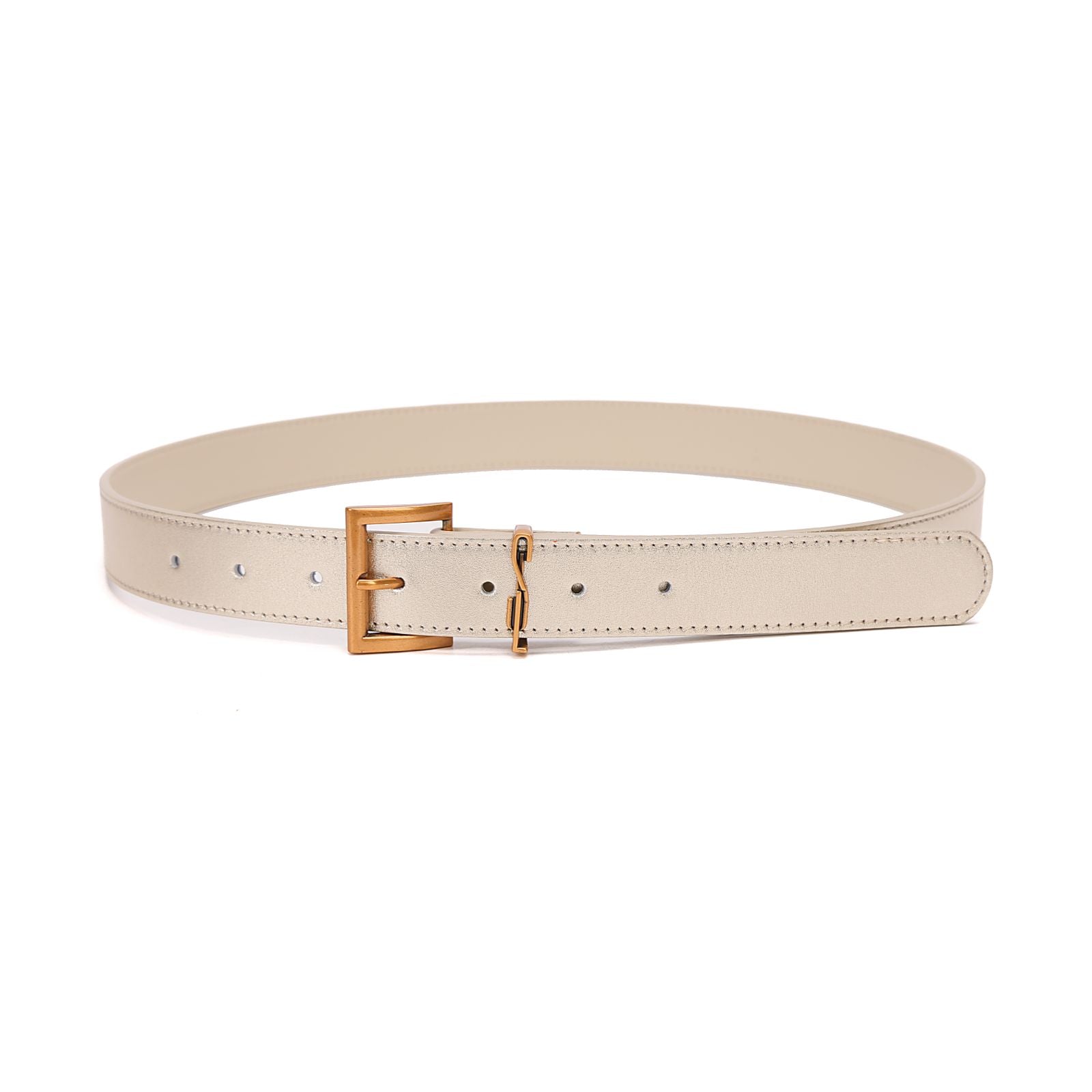 Cinto Santa Lolla Dourado Couro Fivela Retangular