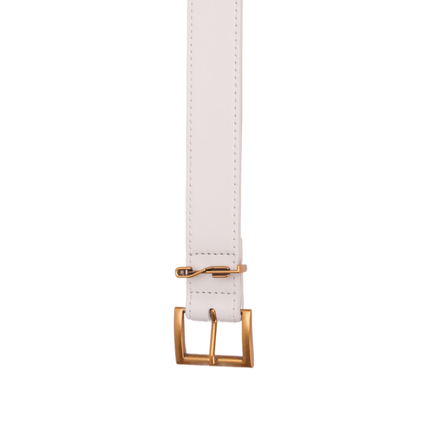Cinto Santa Lolla Off White Couro Fivela Dourada