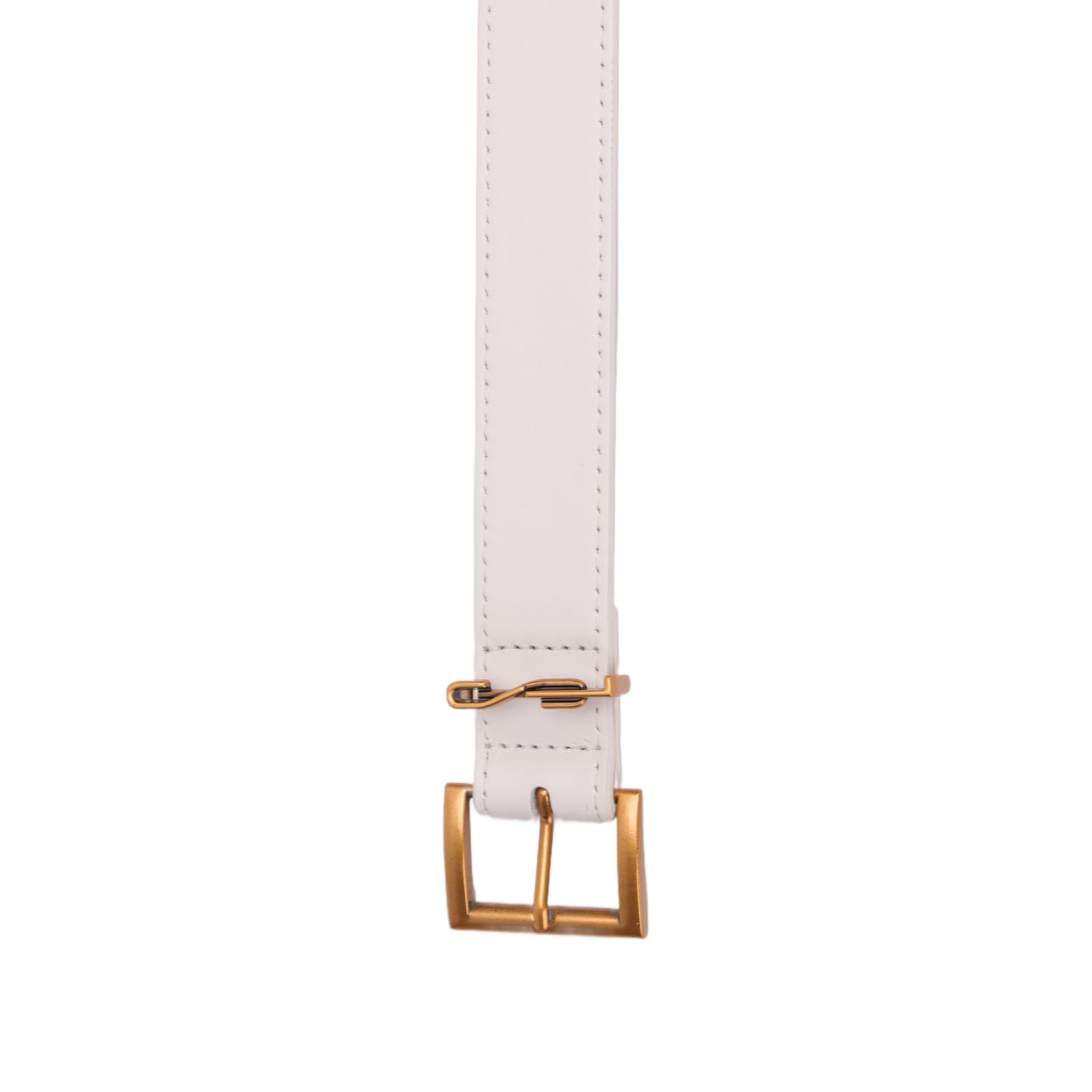 Cinto Santa Lolla Off White Couro Fivela Dourada