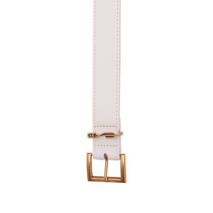 Cinto Santa Lolla Off White Couro Fivela Dourada