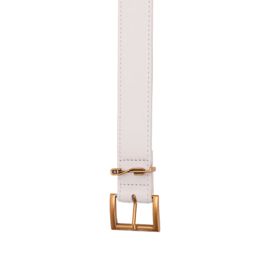 Cinto Santa Lolla Off White Couro Fivela Dourada