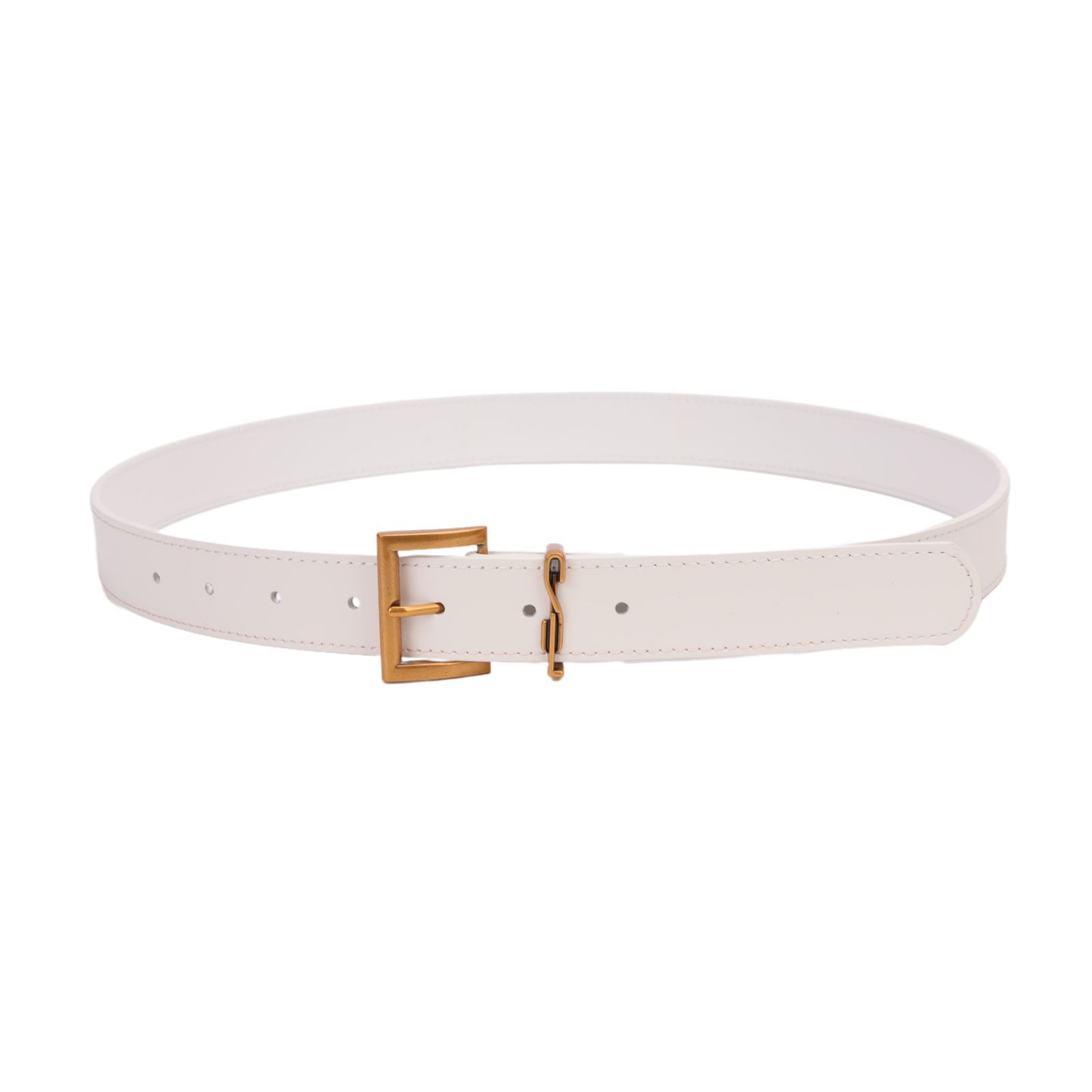 Cinto Santa Lolla Off White Couro Fivela Dourada