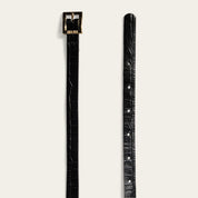 Cinto Santa Lolla Preto Couro Croco Fivela Dourada