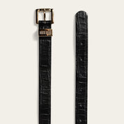 Cinto Santa Lolla Preto Couro Croco Fivela Dourada