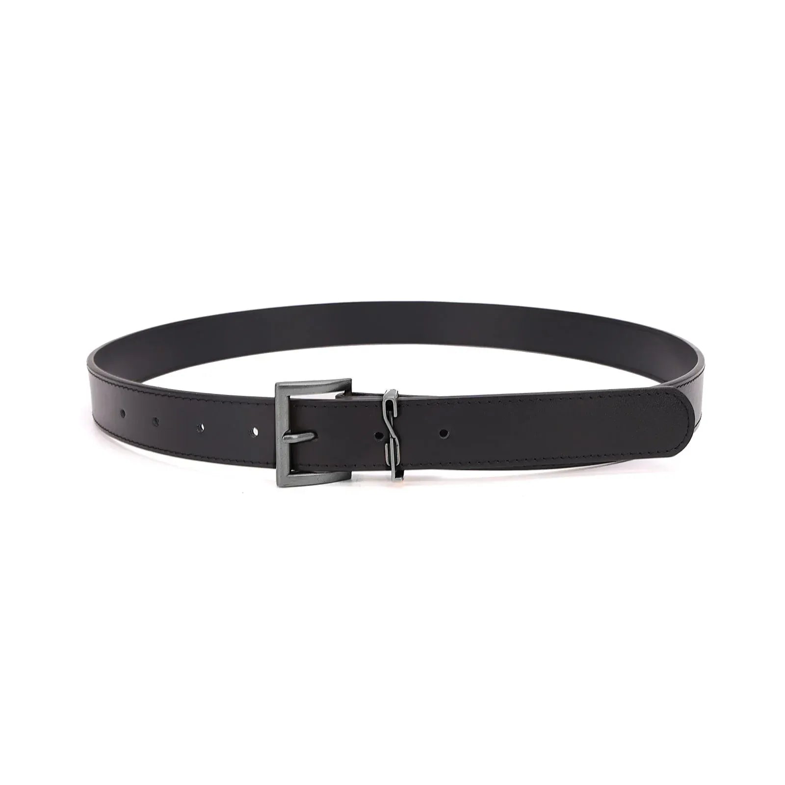 Cinto Santa Lolla Preto Couro Fivela Retangular