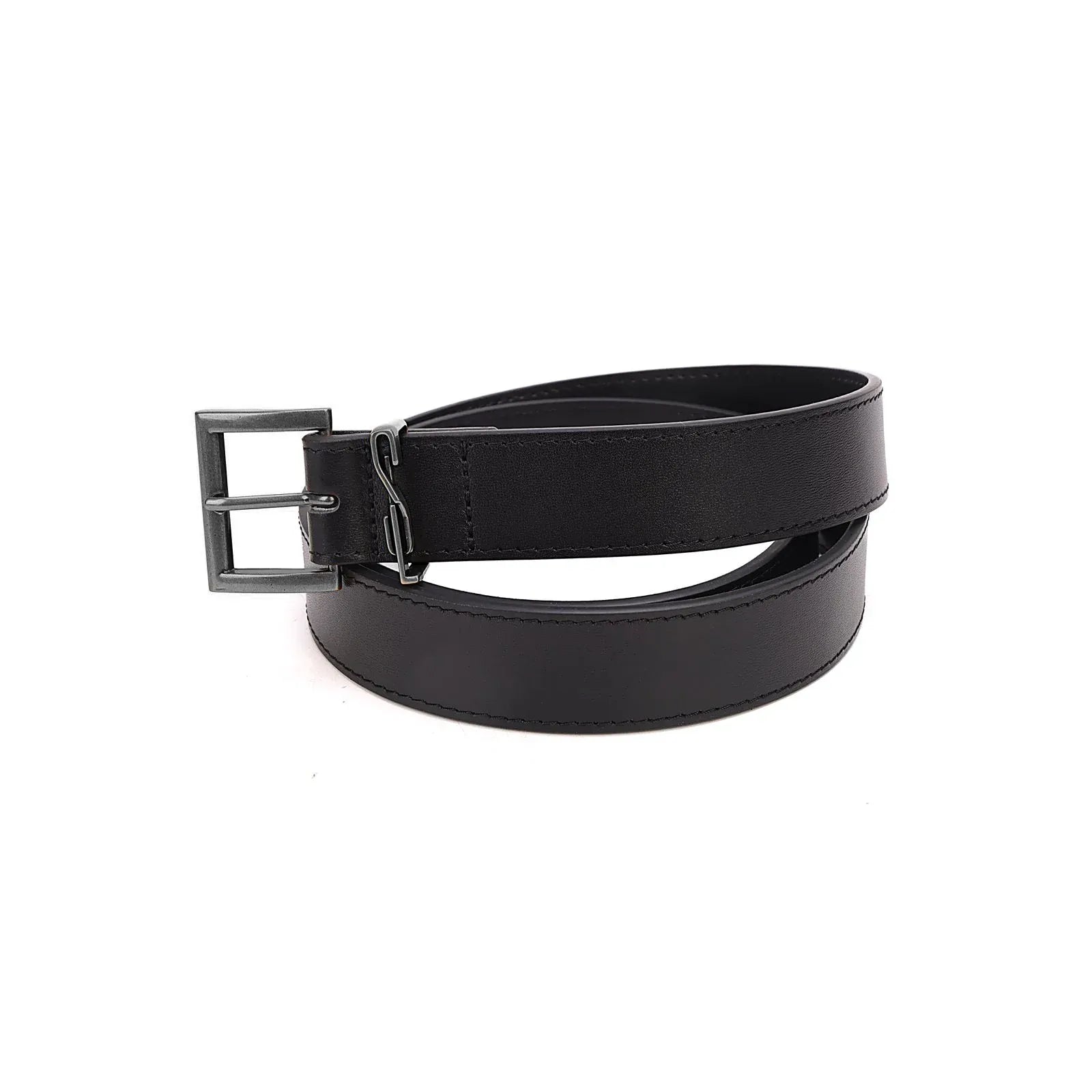 Cinto Santa Lolla Preto Couro Fivela Retangular