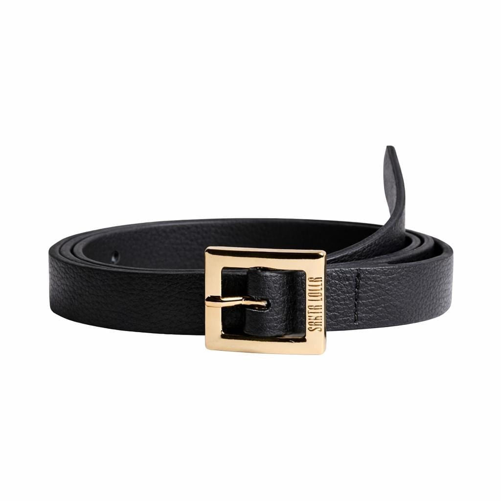 Cinto Santa Lolla Preto Couro Floater Fivela Dourada