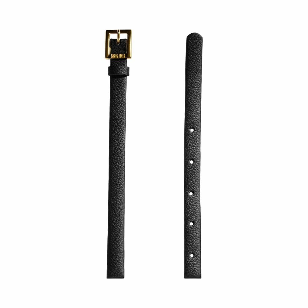 Cinto Santa Lolla Preto Couro Floater Fivela Dourada