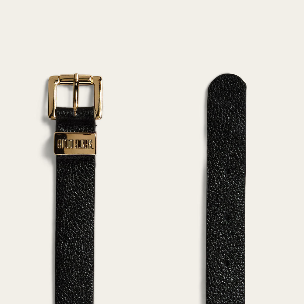 Cinto Santa Lolla Preto Couro Floater Fivela Dourada