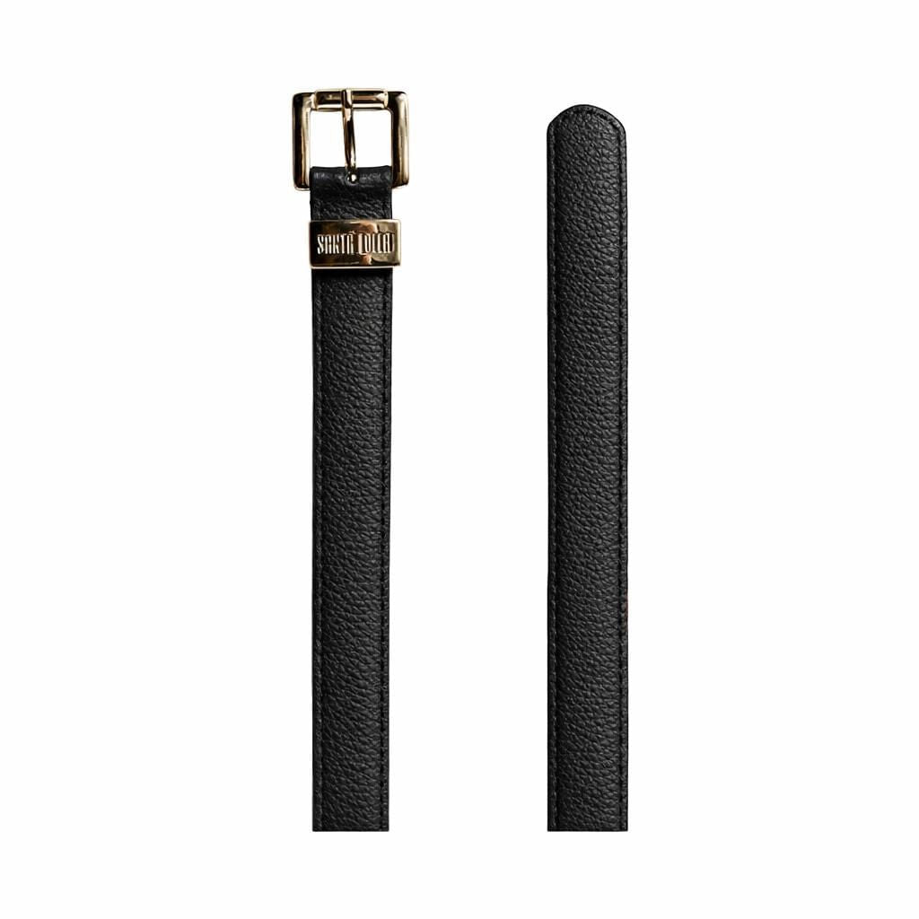 Cinto Santa Lolla Preto Couro Floater Fivela Dourada