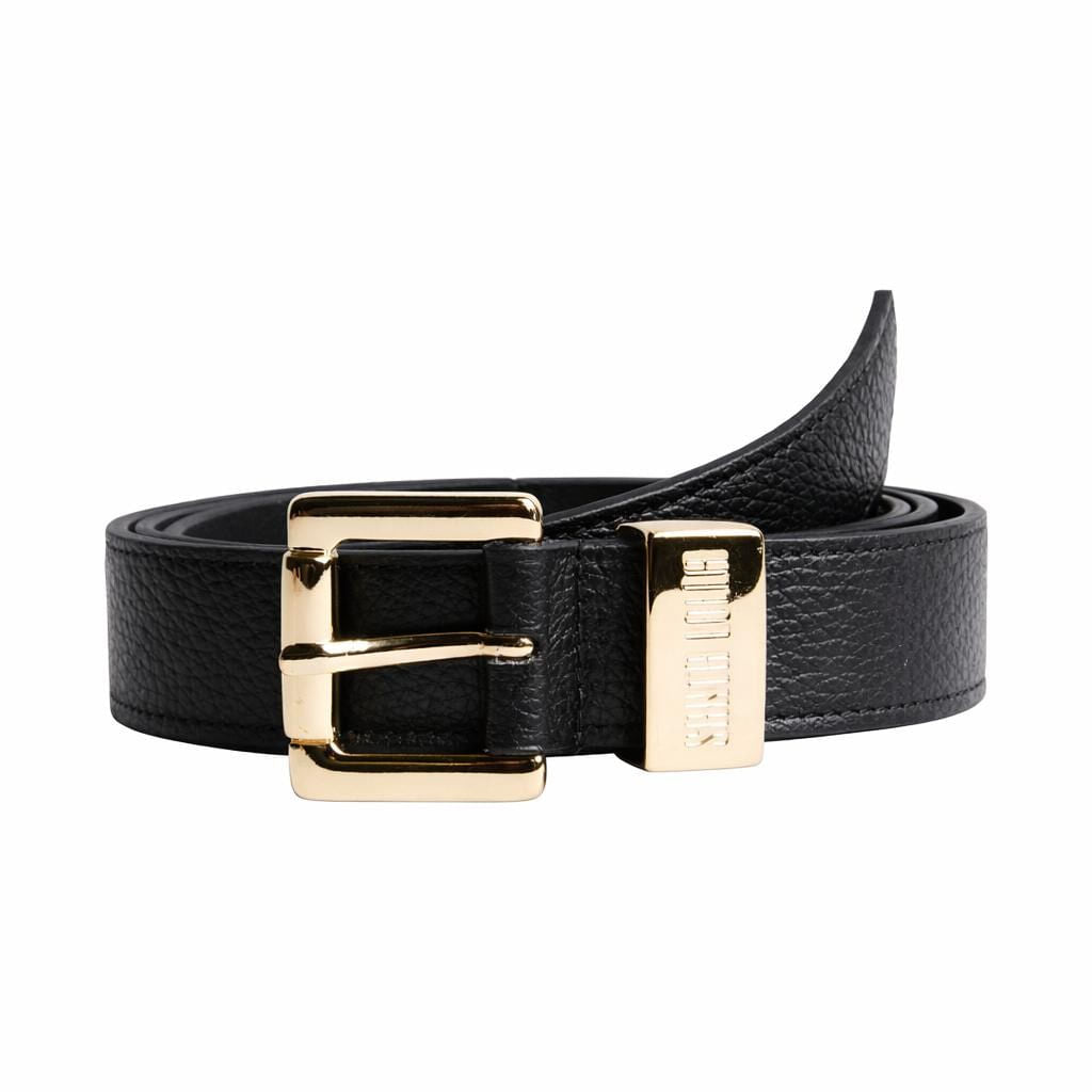 Cinto Santa Lolla Preto Couro Floater Fivela Dourada